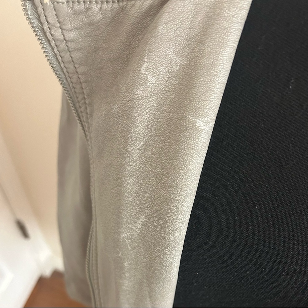 Black Rivet Faux Leather Ladies Moto Jacket, Grey , Size S, Vintage - Picture 7 of 16